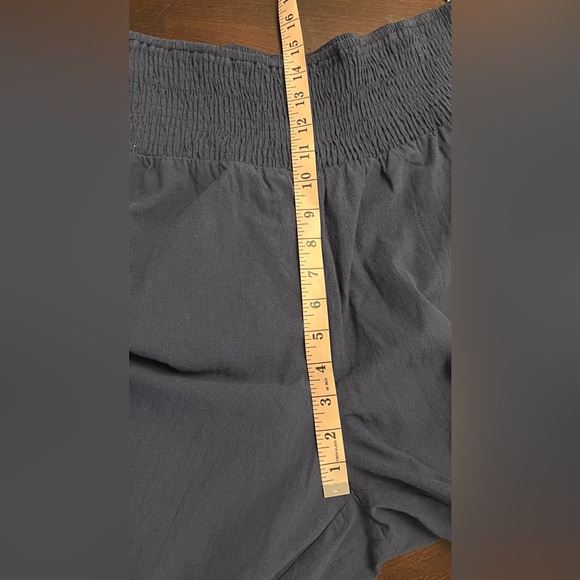 NWT Cupshe Extra Large Navy Blue High Waist Pants 100% Cotton Ruffle Boho Beach - Picture 4 of 13